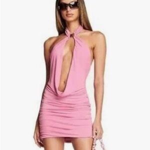 I AM GIA Pink Halter Cut-Out Dress